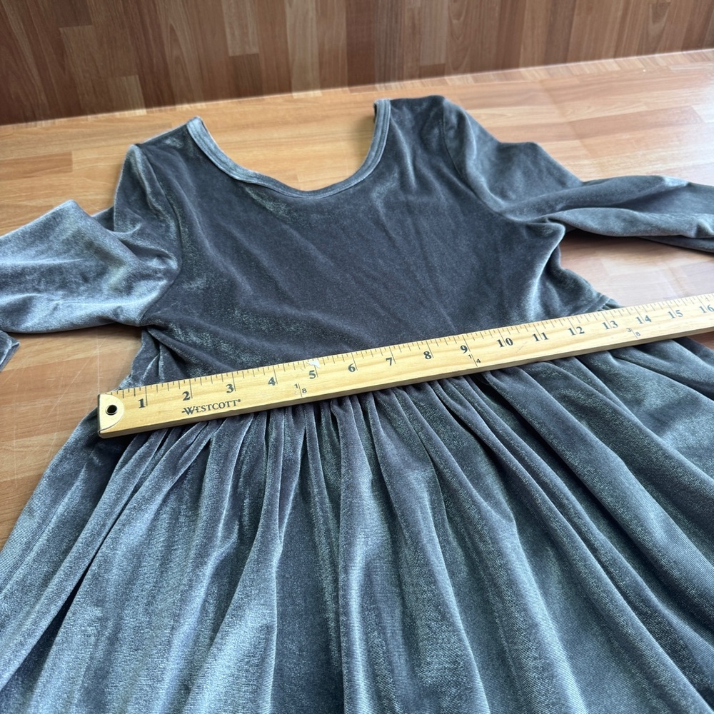 Pink chicken velour gray long sleeve fit & flare dress size 10y - Picture 4 of 7